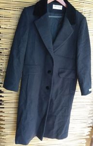 FORECASTER 10P Full Length Classic Wool Pea Coat Petite in Black